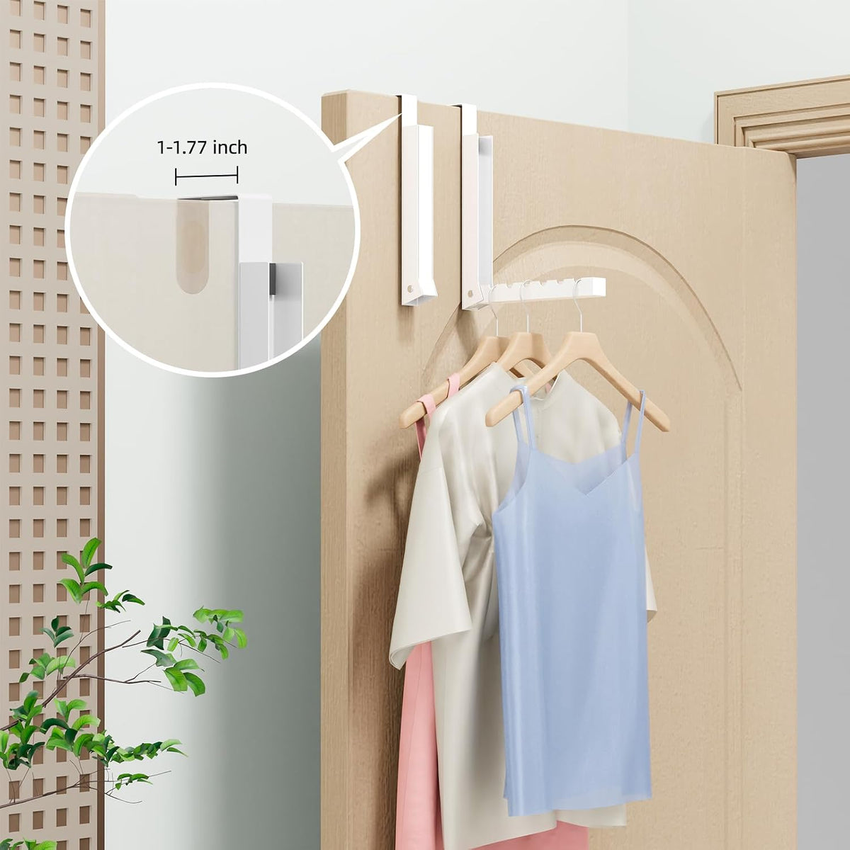 2 Pack Over The Door Hanger, Folding Over The Door Drying Rack, Over The Door Hooks, Door Hanger for Clothing, Over The Door Clothes Hanger,Portable Compact Clothes Drying Rack,White