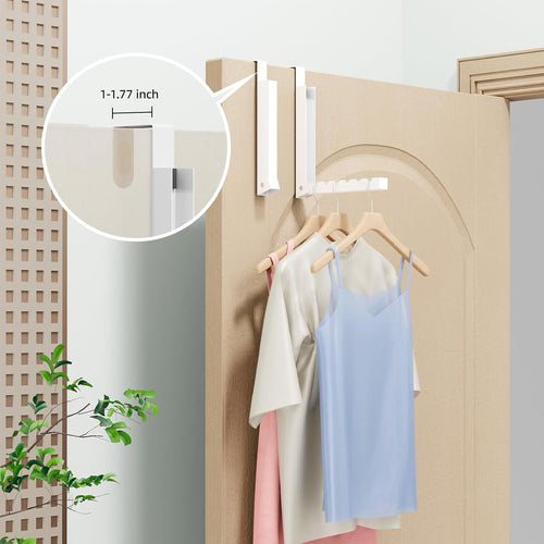 2 Pack Over The Door Hanger, Folding Over The Door Drying Rack, Over The Door Hooks, Door Hanger for Clothing, Over The Door Clothes Hanger,Portable Compact Clothes Drying Rack,White
