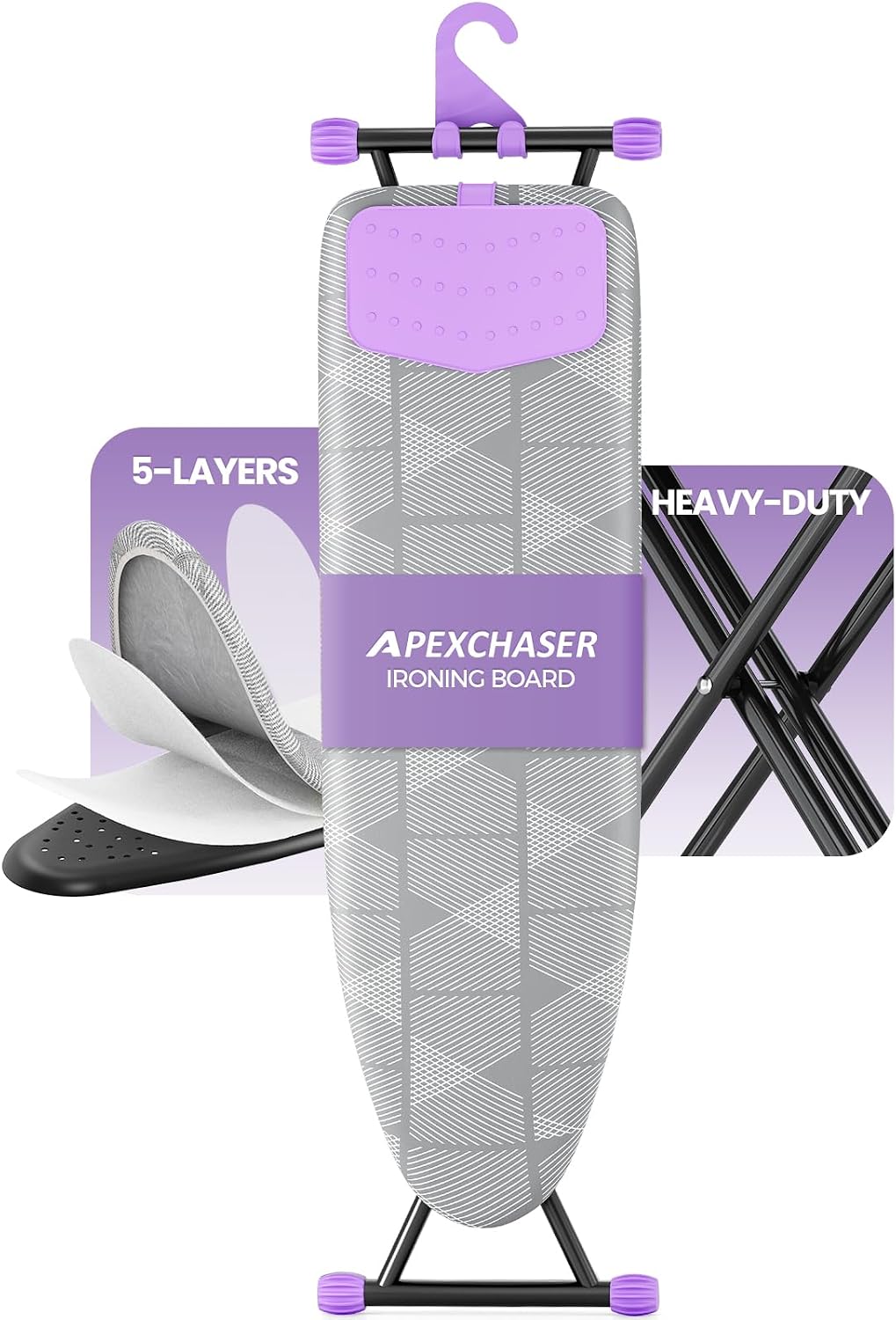 APEXCHASER Foldable 7-Level Heigh Adjustable Ironing Board with Iron Rest