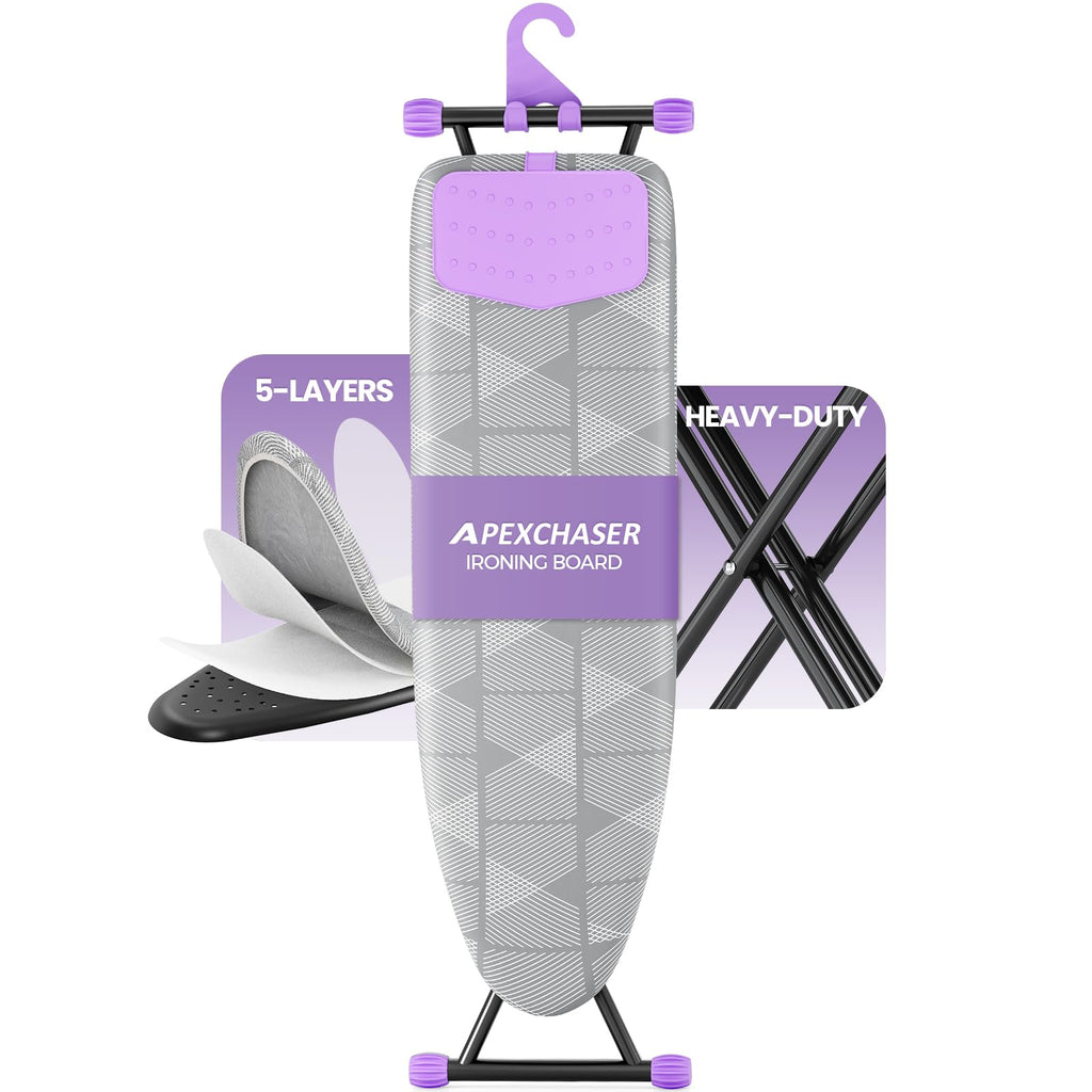 APEXCHASER Foldable 7-Level Heigh Adjustable Ironing Board with Iron Rest