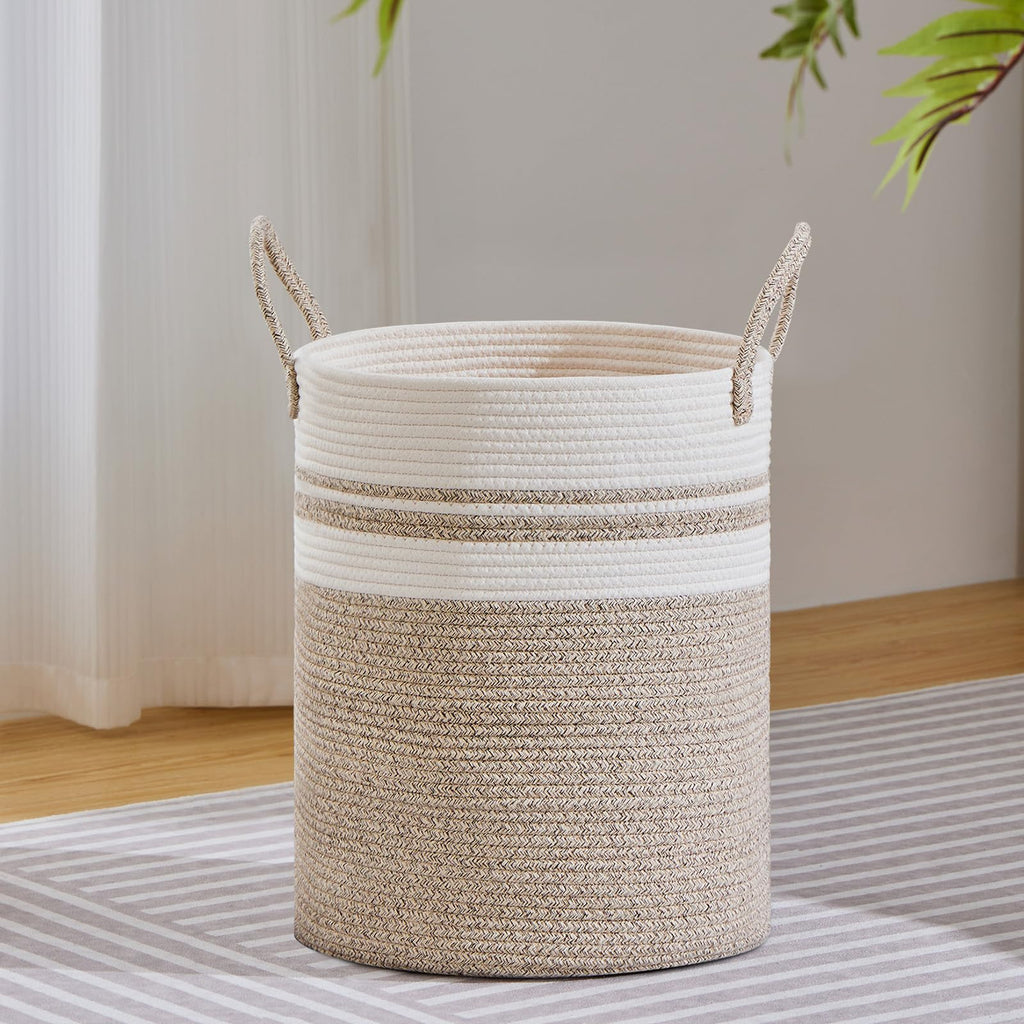 VIPOSCO 72L Tall Woven Laundry Basket Hamper, White