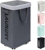 Goodpick 75L Laundry Basket with Wheels & Removable Wash Bag for Dorm