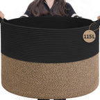 INDRESSME XXXLarge Woven Rope Blanket Basket Living Room Brown, 90L
