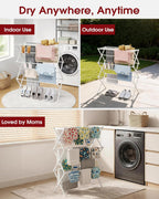 Sakugi Foldable 3-Tier Clothes Drying Rack 37.4" H with Non-Slip Feet