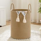 Artfeel Laundry Basket,Woven Cotton Rope Laundry Hamper,60L for Decor Storage of Dirty Clothes,Toys and Blankets in Bathroom,Baby Room and Living Room