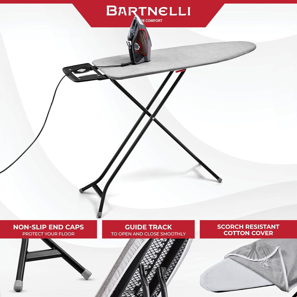 Bartnelli Extreme Stability Ironing Board & Iron Rest 43x13 Iron Surface