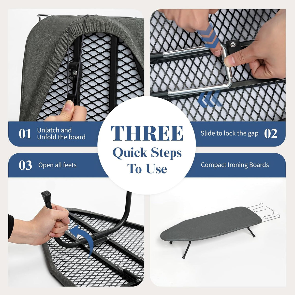 Small Ironing Board Foldable 32"x12" Black