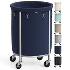 SONGMICS Laundry Basket with Wheels, 110L, Steel Frame, Removable Bag