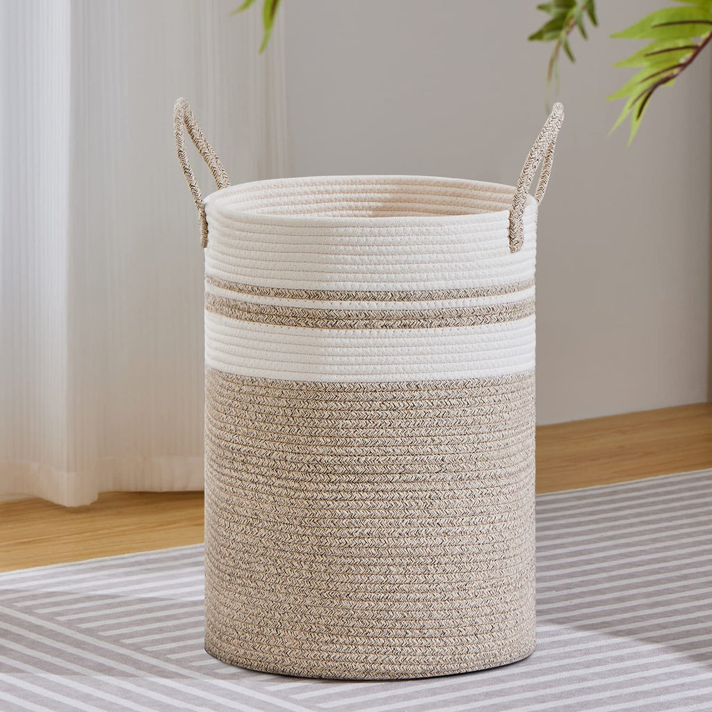 VIPOSCO 72L Tall Woven Laundry Basket Hamper, White