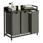 Herture Laundry Hamper with Shelf, Laundry Basket 4 Section, Laundry Sorter with Pull-Out Removable Large 4 Color Bags and Movable Wheels, Metal Frame, 4 x 15.87 Gallons (60L), Rustic Brown PF07XLN