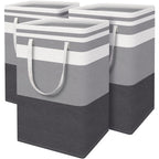 BlissTotes 3-Pack Laundry Basket, Collapsible Laundry Hamper, Grey, 75L