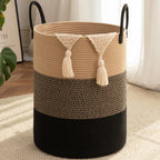 OIAHOMY 60L Nursery Hamper Laundry Basket Laundry Hamper Brown/White