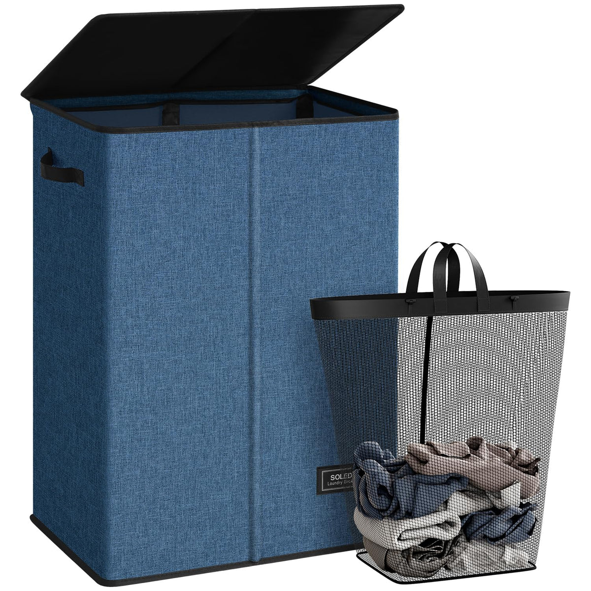 SOLEDI 100L Laundry Hamper with Lid, Large Collapsible Laundry Basket