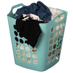 Flexible Plastic Laundry Basket - Square Storage Hamper with Side Handles for Easy Carrying - Versatile Organizer for Laundry, and Household Storage, 28 Litter White
