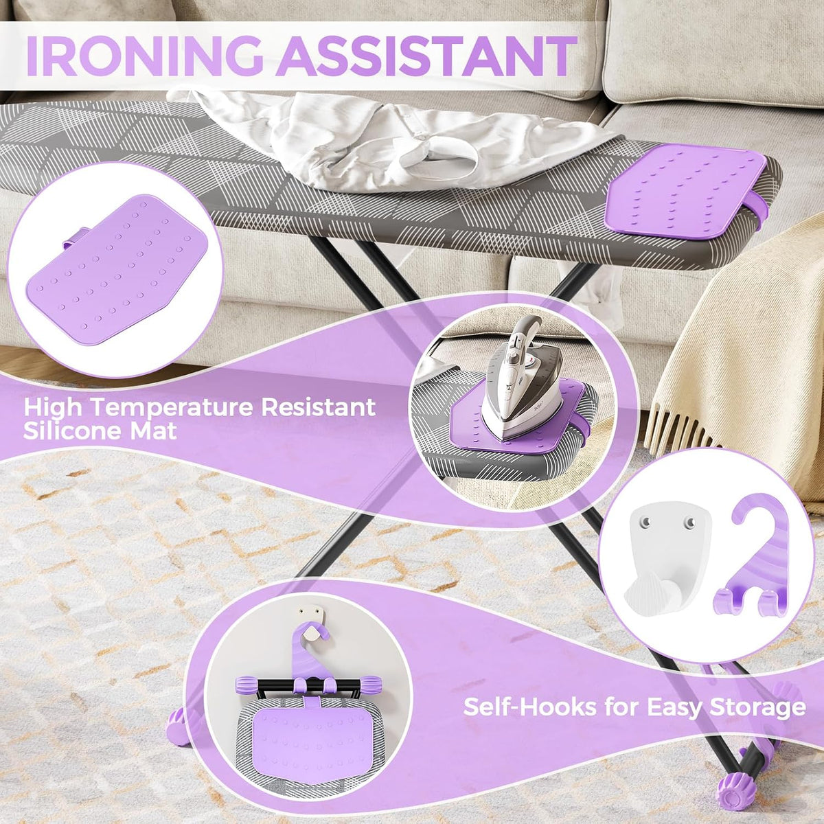 APEXCHASER Foldable 7-Level Heigh Adjustable Ironing Board with Iron Rest