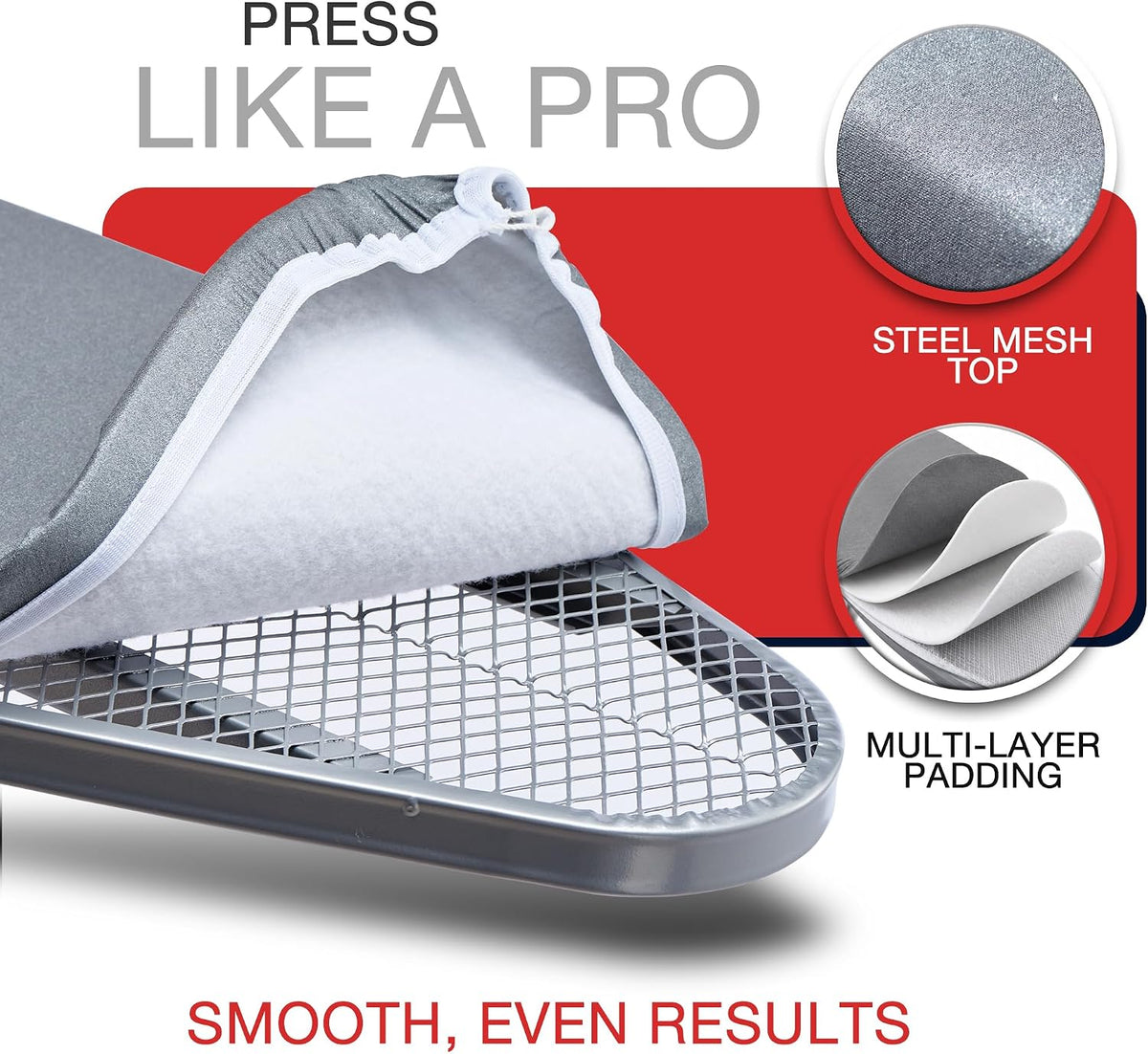 BKTD Full Size Ironing Board, Sturdy Frame, Heat Resistant Cover, Iron Rest