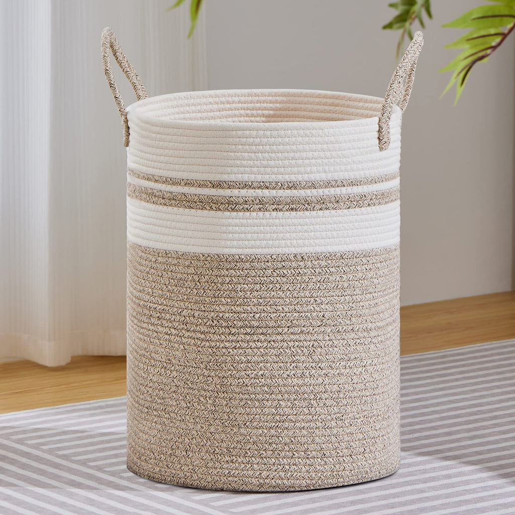 VIPOSCO 72L Tall Woven Laundry Basket Hamper, White