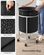 SONGMICS Laundry Basket with Wheels, 110L, Steel Frame, Removable Bag