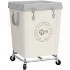 STORAGE MANIAC Commercial Laundry Hamper with Heavy Duty Steel Frame, 160 L Industrial Clothes Basket Cart with Wheels for Big Family, Home, Hotel, Laundry Room, 18''L x 18''W x 31''H, Medium Beige