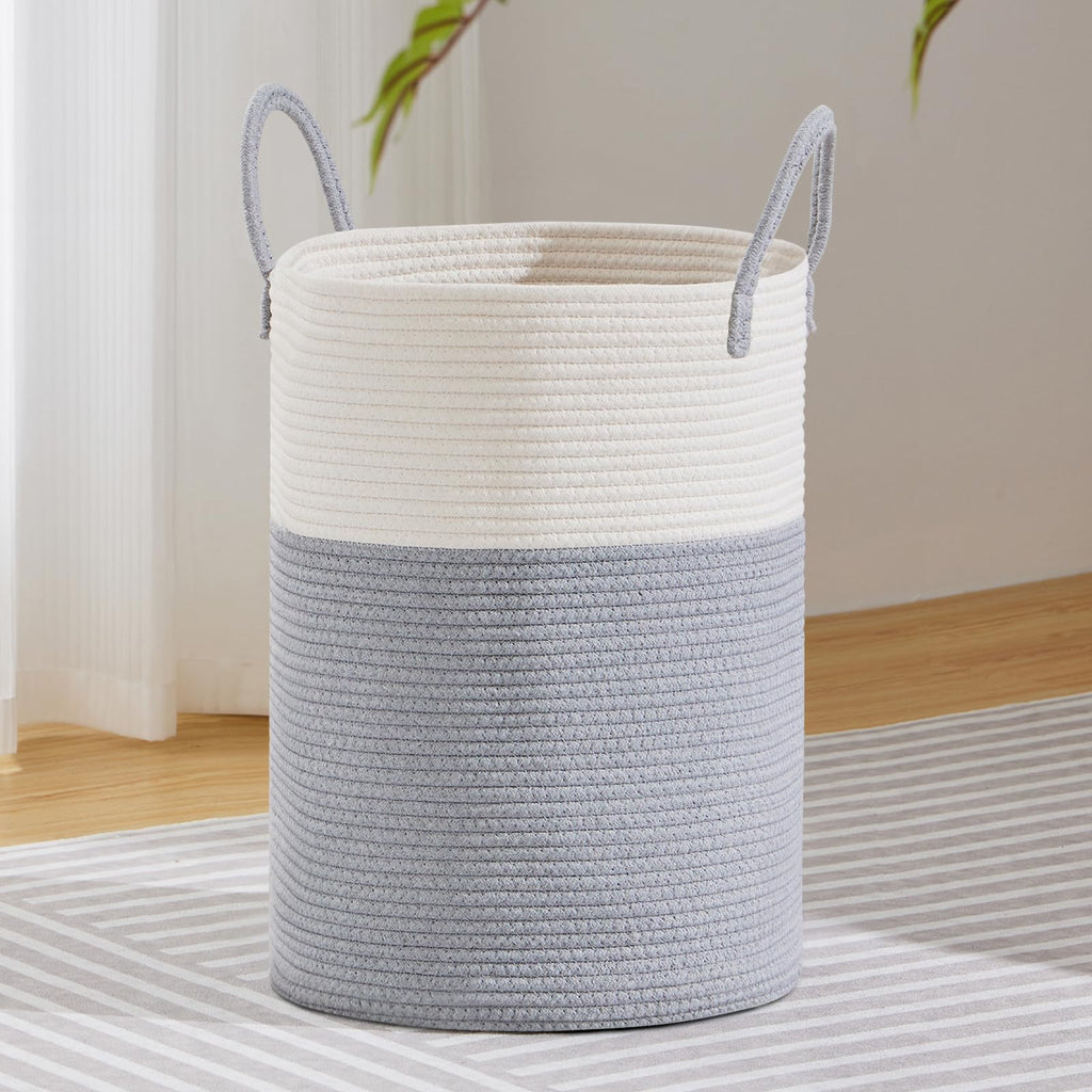 VIPOSCO 72L Tall Woven Laundry Basket Hamper, White