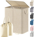 Lifewit Double Laundry Hamper with Lid, Removable Laundry Bags, Black