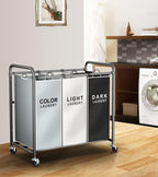 ROMOON Laundry Sorter Hamper 3 Section, Divided Laundry Basket Organizer