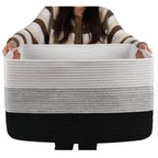 OIAHOMY Blanket Basket Laundry Basket Dog Toy Basket 75L Gradient Brown