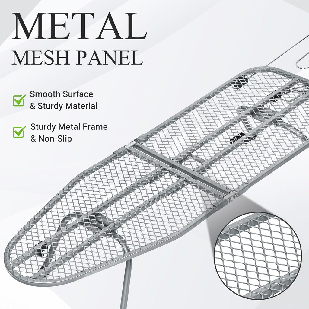 ZOES HOMEWARE Premium Metal Mesh Panel Tabletop Ironing Board Silver