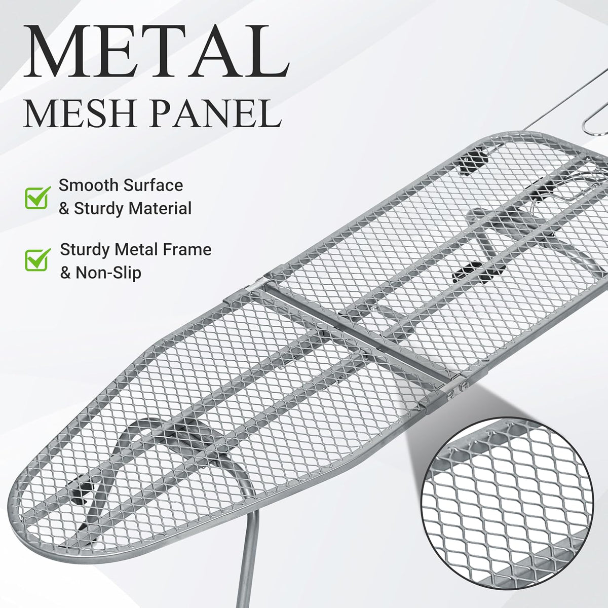 ZOES HOMEWARE Premium Metal Mesh Panel Tabletop Ironing Board Silver