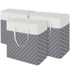 BlissTotes 3-Pack Laundry Basket, Collapsible Laundry Hamper, Grey, 75L