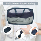 Durable Collapsible Laundry Baskets, Mesh Pop Up Laundry Hamper with Side Pocket, Foldable Clothes Hamper with Reinforced Carry Handles for Laundry, Bathroom, Kids Room, Dorm, Travel 2 Pack Navy Blue