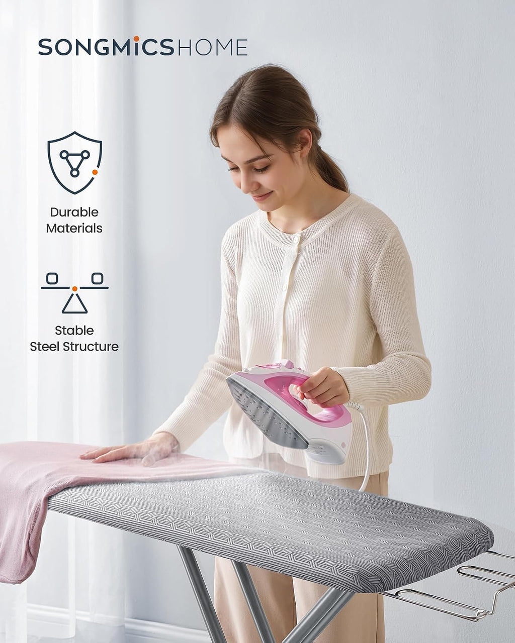 SONGMICS Ironing Board, Foldable, with Iron Rest, 43 x 13 Inches