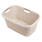 Mind Reader 40L Laundry Basket, Linen Design Clothes Hamper, Plastic Storage Bin with Handles, Ivory