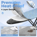 KINGBOARD Ironing Board with Silicon Iron Mat, Heavy Duty Leg 13x43 Blue