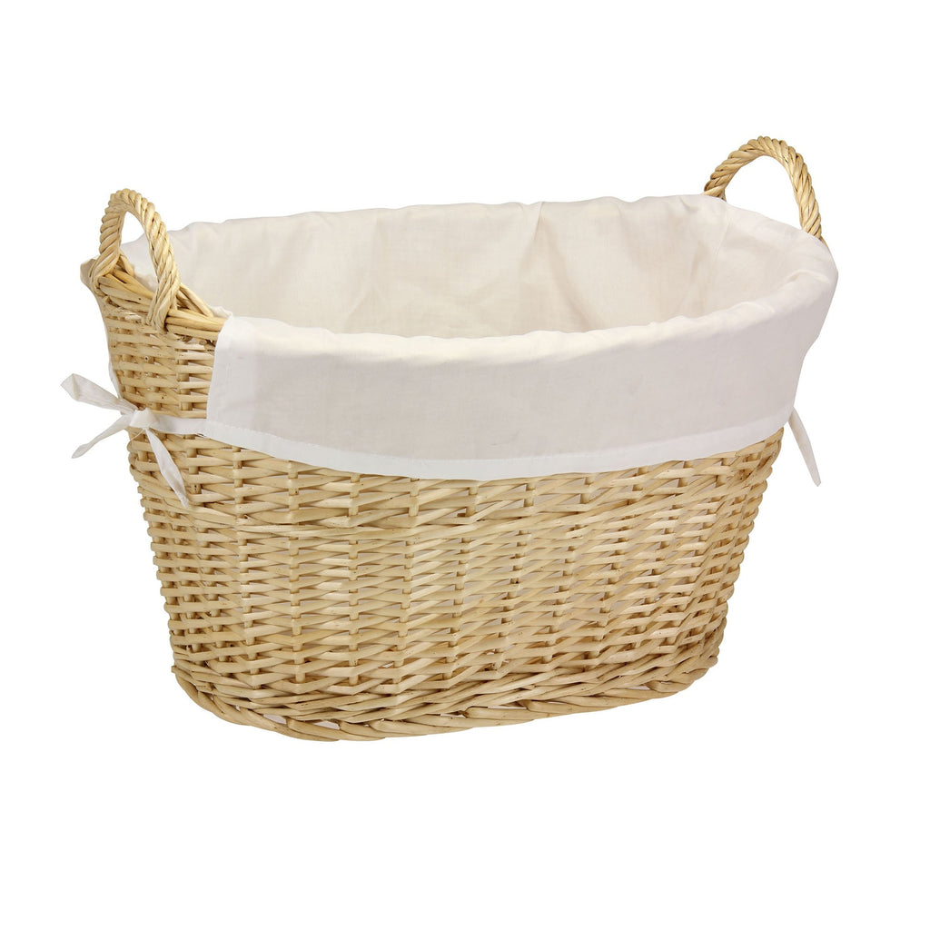 Household Essentials Wicker Laundry Basket with Handles, Handwoven Willow, and Removable Washable Liner, Natural