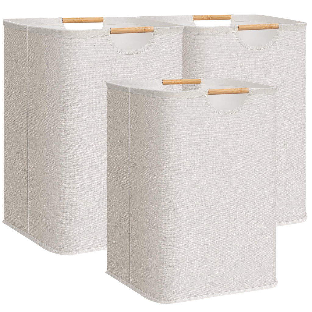STORAGE MANIAC 2-Pack Collapsible Laundry Hamper with Bamboo Handles, Black