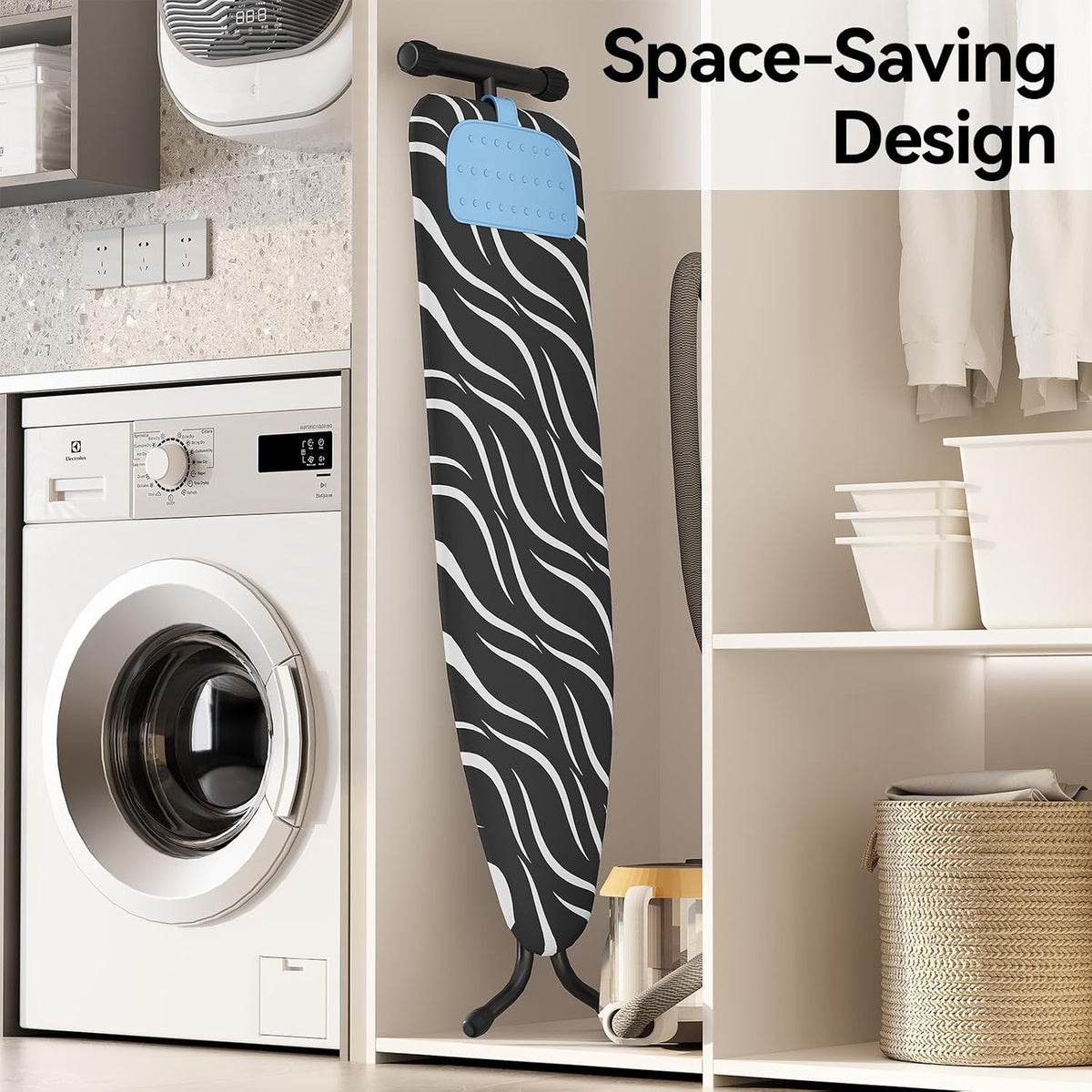 APEXCHASER Ironing Board Full Size, Iron Board with Silicon Rest, Foldable Ironing Boards Standard Size, Heavy Duty Iron Stand Boads, Ironing Table with 7 Height Adjustable Anti-Slip Feet, 13x43 Gray