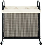 STO STO Laundry Hamper 3 Section, 120L Rolling Laundry Sorter Cart with Removable and Washable Liner Bag, Clothes Hamper with Wheels and Metal Handle for Laundry Room and Bedroom