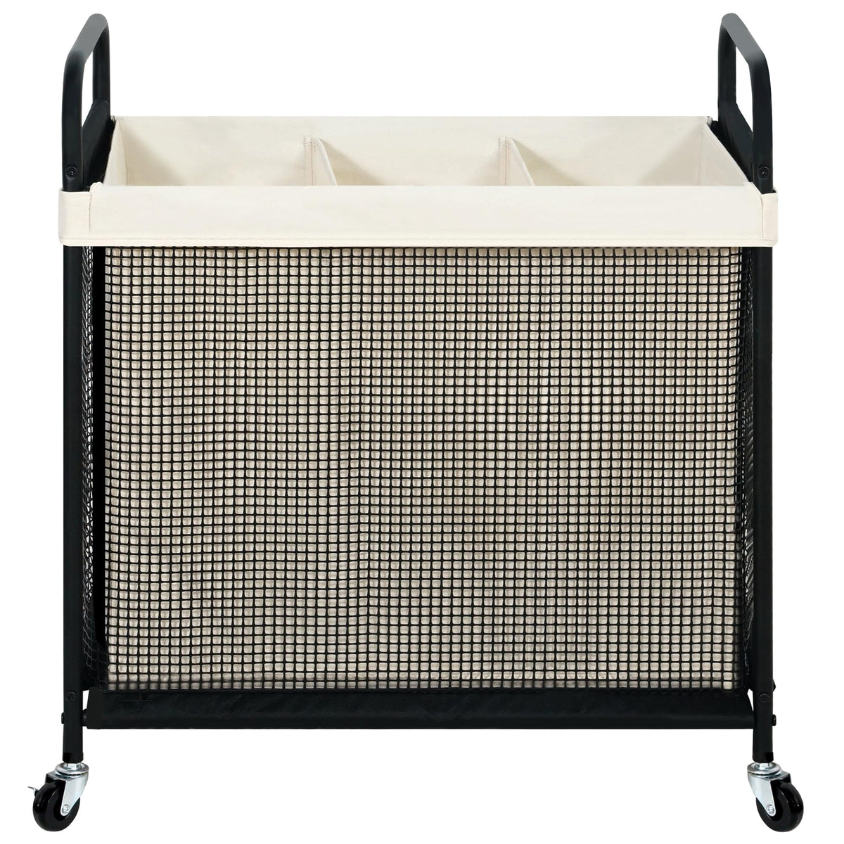 STO STO Laundry Hamper 3 Section, 120L Rolling Laundry Sorter Cart with Removable and Washable Liner Bag, Clothes Hamper with Wheels and Metal Handle for Laundry Room and Bedroom