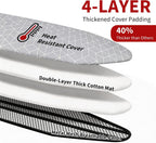 Ironing Board, 43"×13" with Iron Rest, 4 Layer & 7 Adjustable Height Sturdy