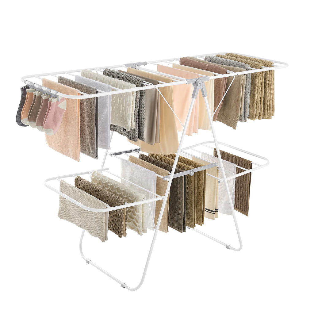 SONGMICS Clothes Drying Rack, Foldable Space-Saving Laundry Drying Rack