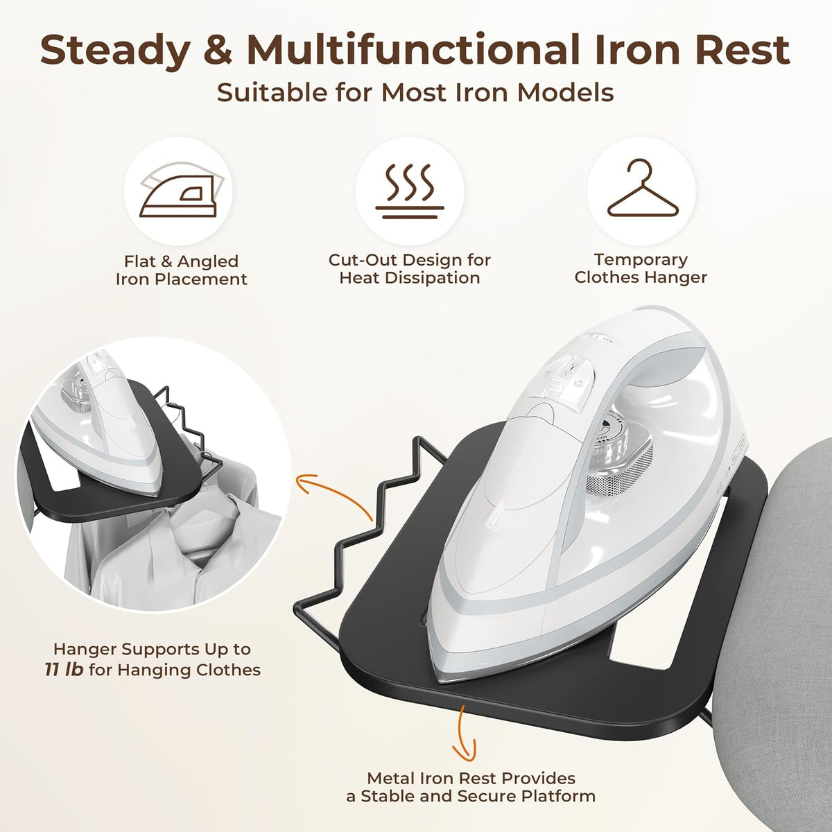Yaheetech Ironing Board 43"x14" with Heavy Duty Iron Rest, Foldable, Gray