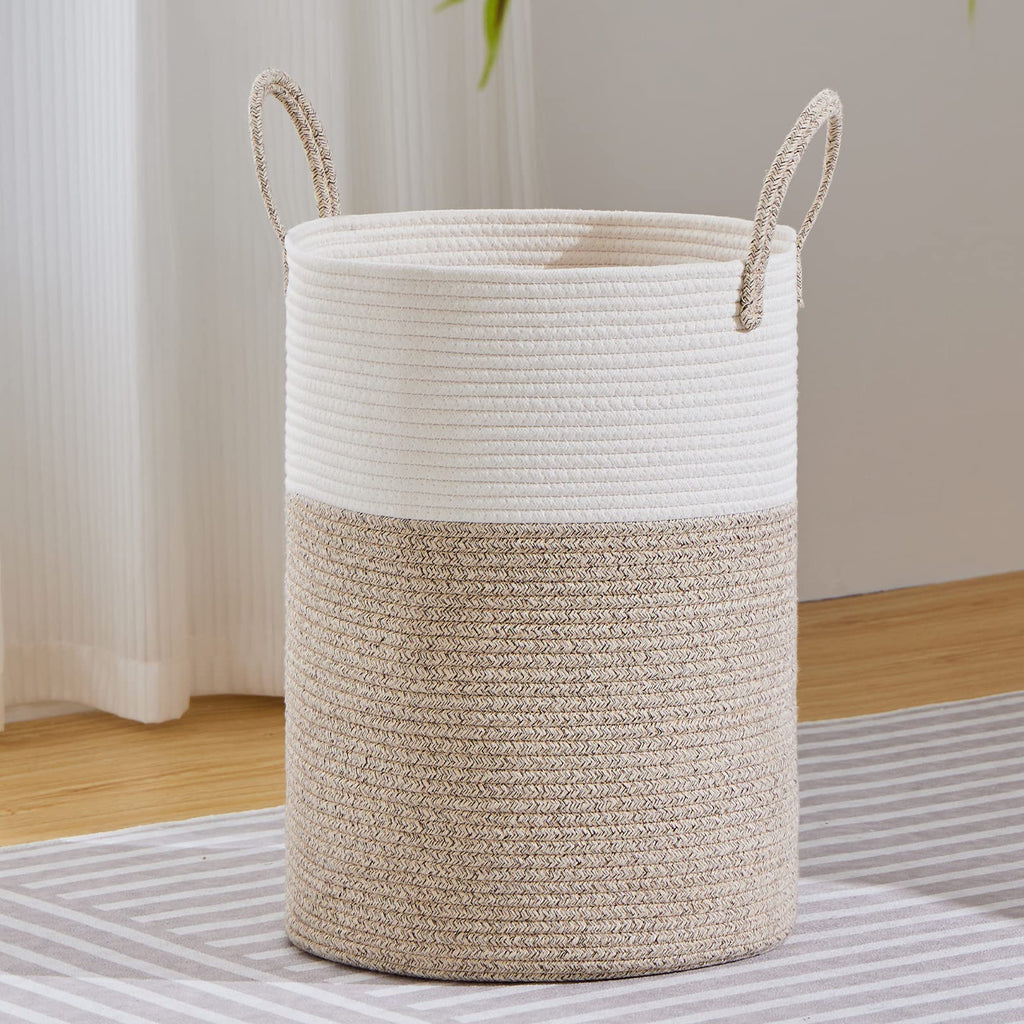 VIPOSCO 72L Tall Woven Laundry Basket Hamper, White