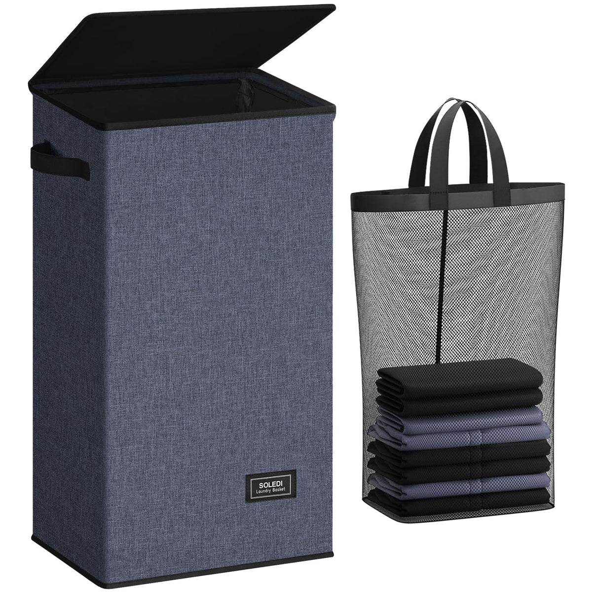 SOLEDI 100L Laundry Hamper with Lid, Large Collapsible Laundry Basket