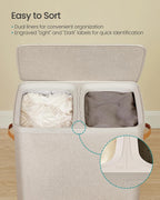 SONGMICS Laundry Basket, 170L Laundry Hamper with Lid, 2 Removable Bags