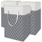 BlissTotes 3-Pack Laundry Basket, Collapsible Laundry Hamper, Grey, 75L