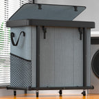 Laundry Hamper with Wheels,150L Leather Patchwork Clothes Hamper Black