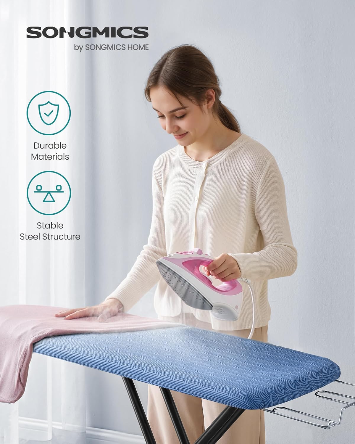 SONGMICS Ironing Board, Foldable, with Iron Rest, 43 x 13 Inches