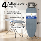 Ironing Board Full Size, Heavy Duty Height Adjustable Iron Rest, Cover Pad