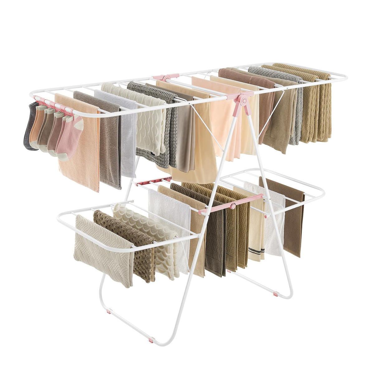 SONGMICS Clothes Drying Rack, Foldable Space-Saving Steel Laundry Rack